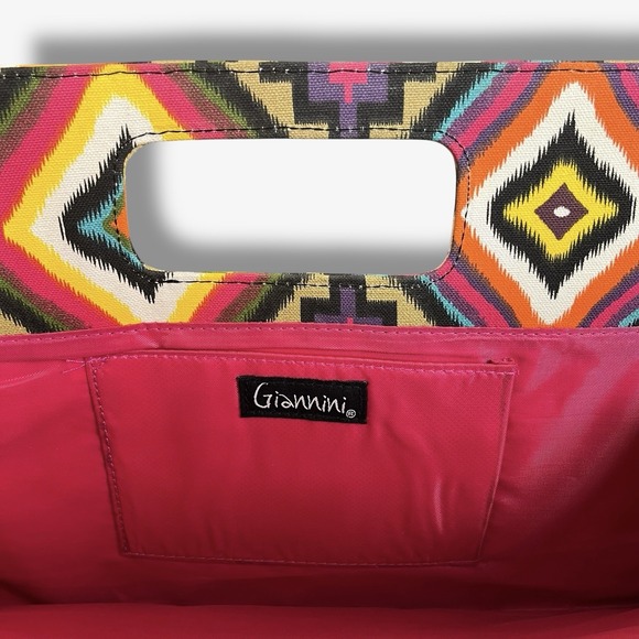 Giannini Multicolor Aztec Design Envelope Clutch Handbag‎ Purse Colorful NWOT - Picture 3 of 6